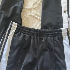 Black and white vintage adidas button up pants